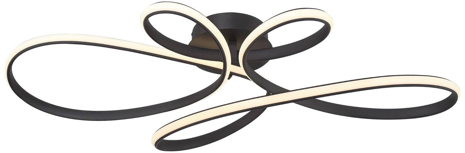 Possini Euro Design Helix Ultra Modern Semi Flush-Mount Ceiling Light Sand Black Dimmable LED Strip Twisting Ribbon 36 1/2" Wide Bedroom Kitchen