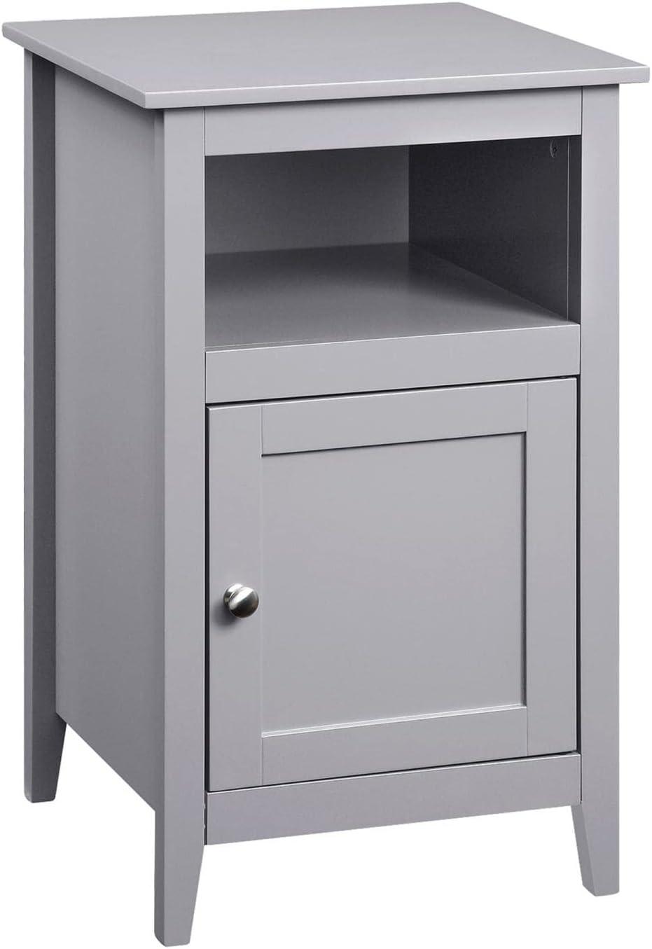 Designs2Go End Table with Storage Cabinet and Shelf, Gray