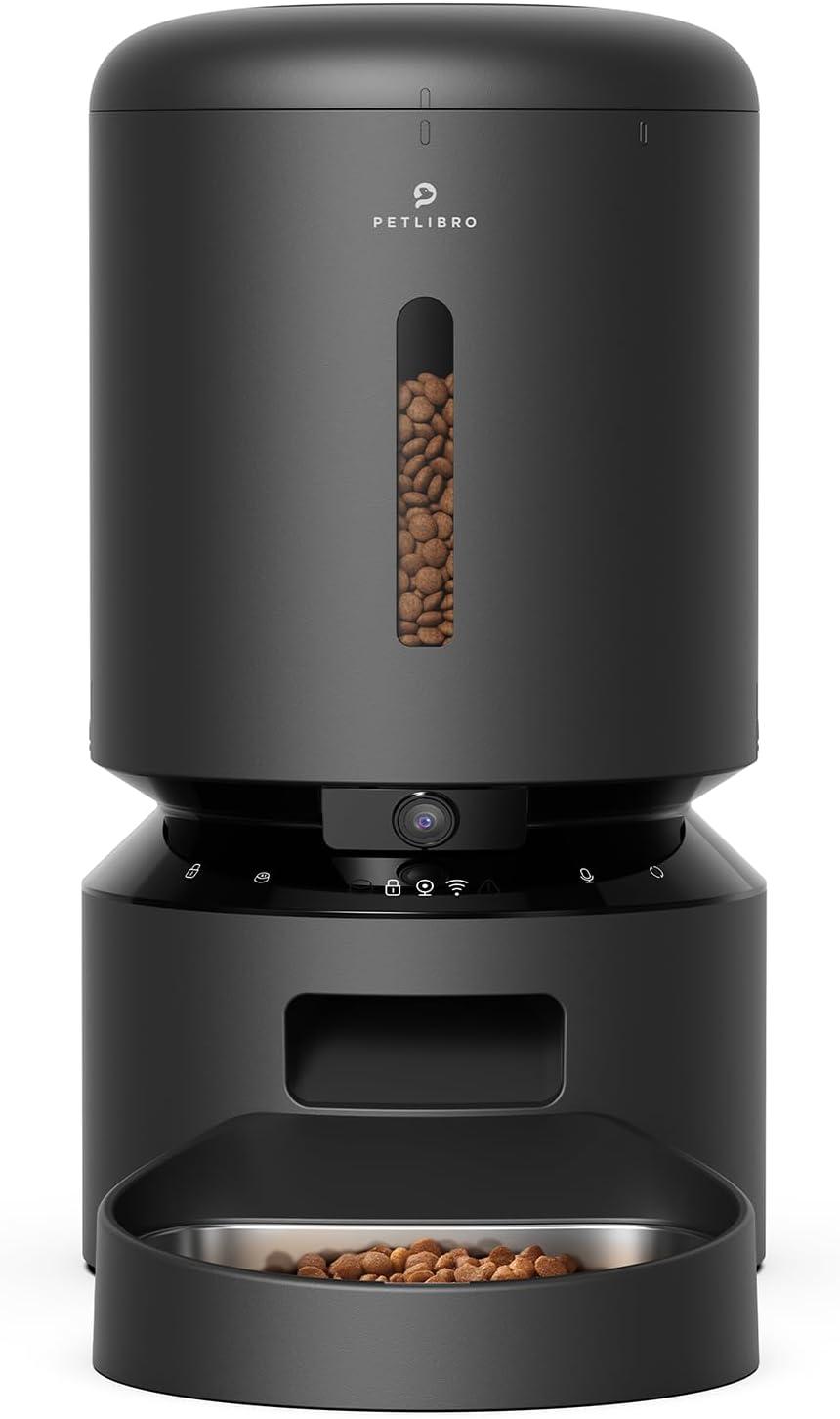 Black Automatic Pet Feeder with 1080P HD Camera and WiFi