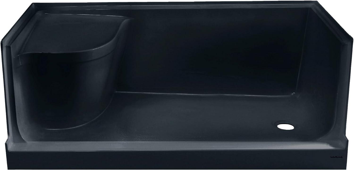 Aquatique 60" x 32" Shower Base in Matte Black