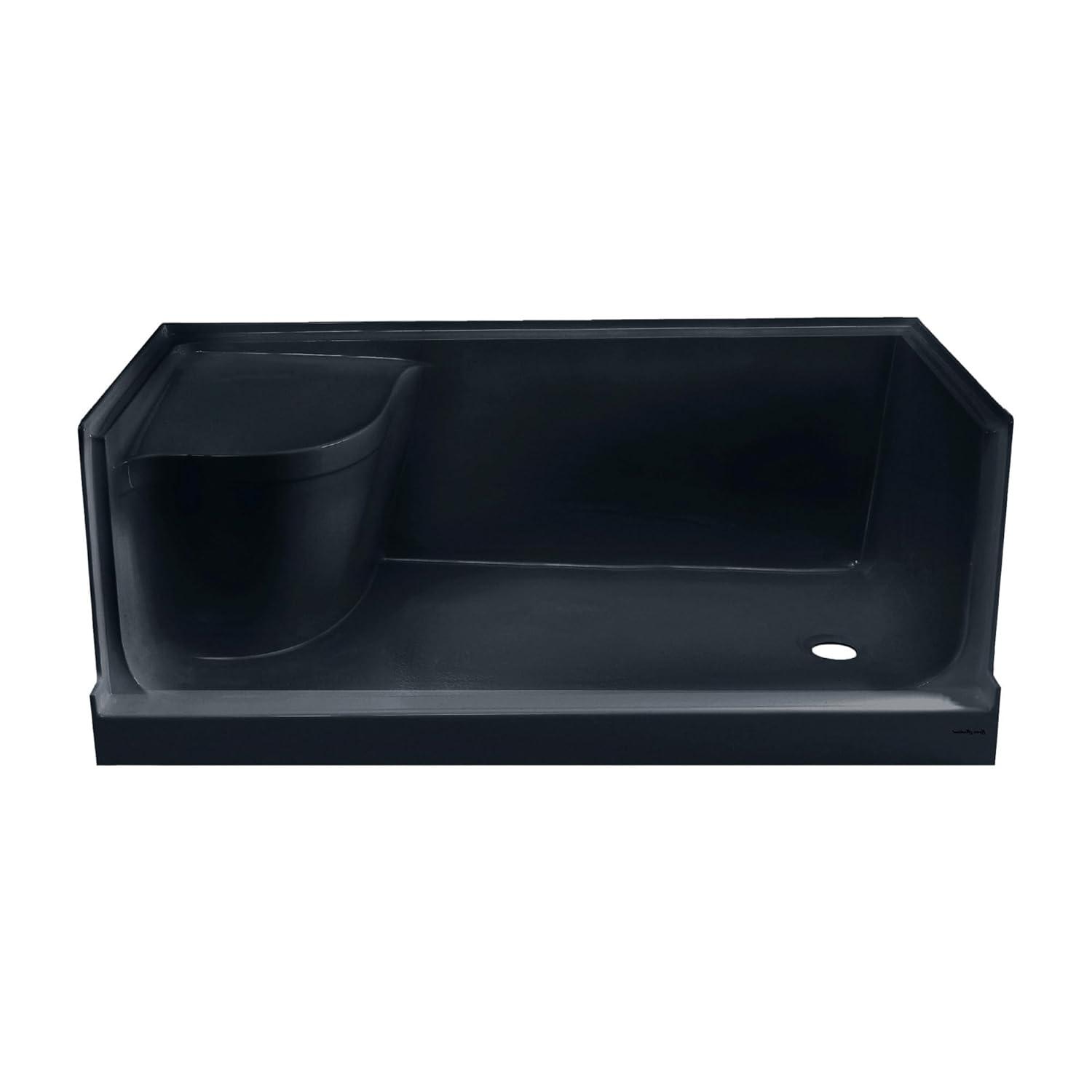 Aquatique 60" x 32" Shower Base in Matte Black