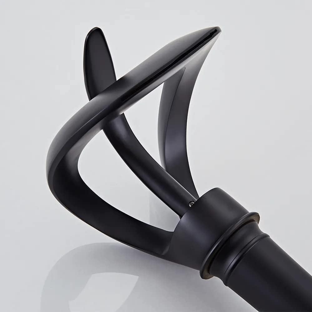 Tall Black Brass Waterfall Single Handle Bathroom Faucet
