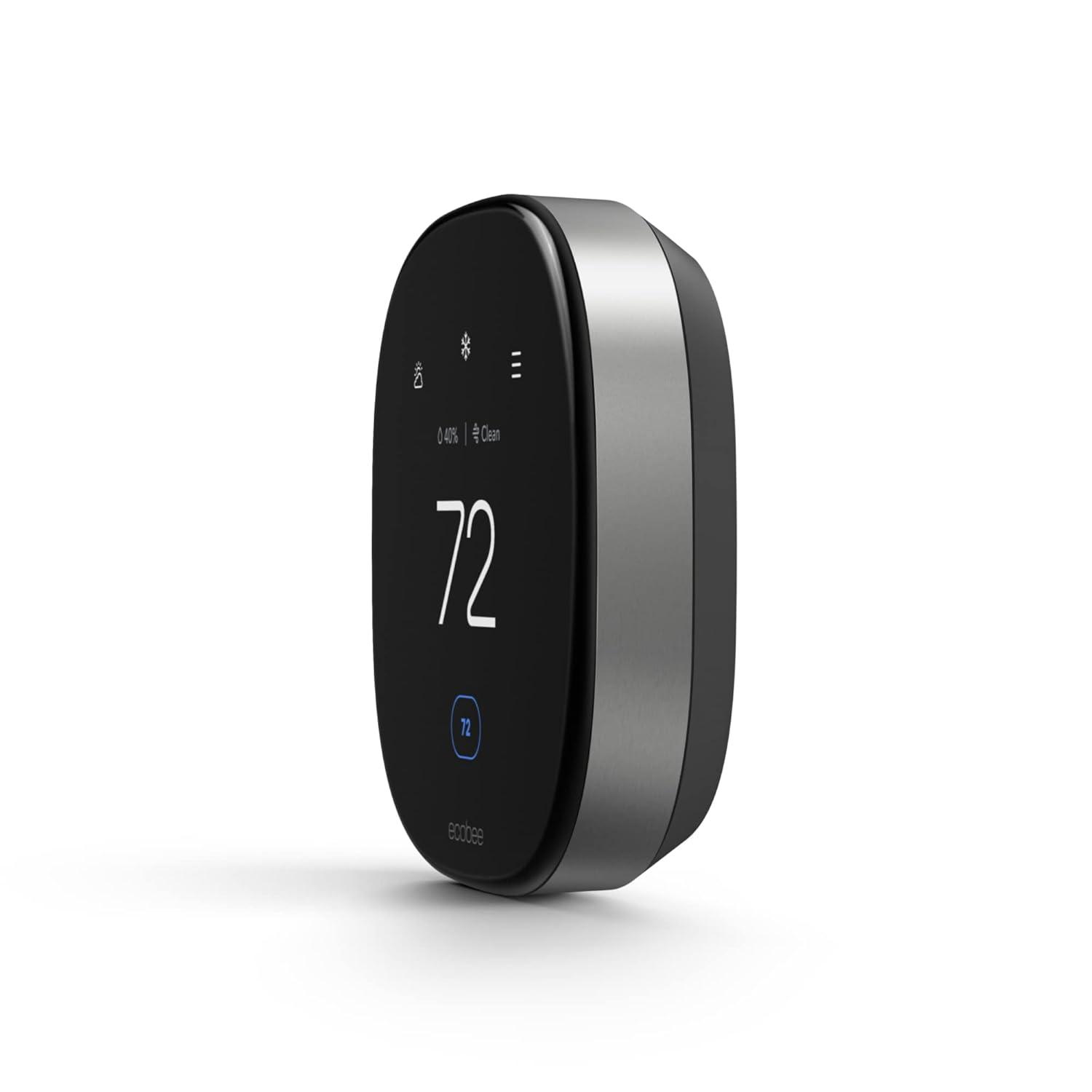 ecobee Smart Thermostat Premium: Wi-Fi, Voice Control, Energy Star, Apple HomeKit & Alexa Compatible, 7-Day Programmable