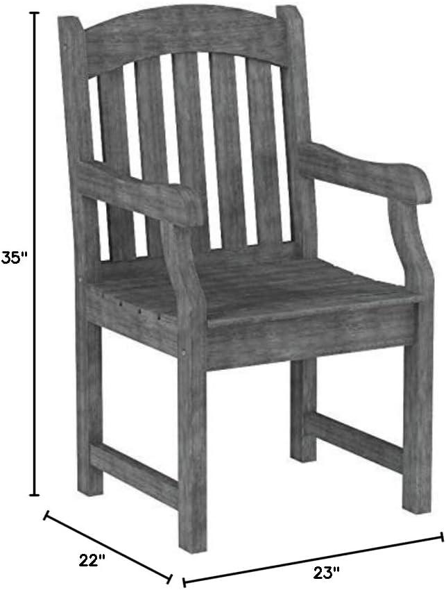 DVG Renaissance Outdoor Dining Chair - Acacia Wood - Has Arms - Gray