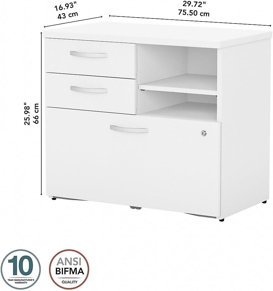 Studio C Office Storage Cabinet with Drawers in White - Engineered Wood