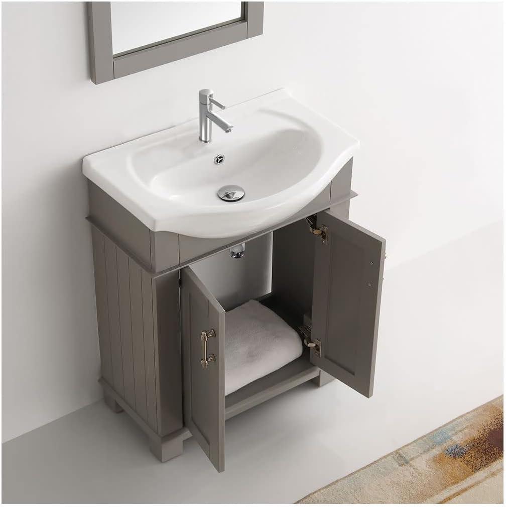 Hartford 30" Gray Freestanding Traditional Bathroom Vanity with Ceramic Sink