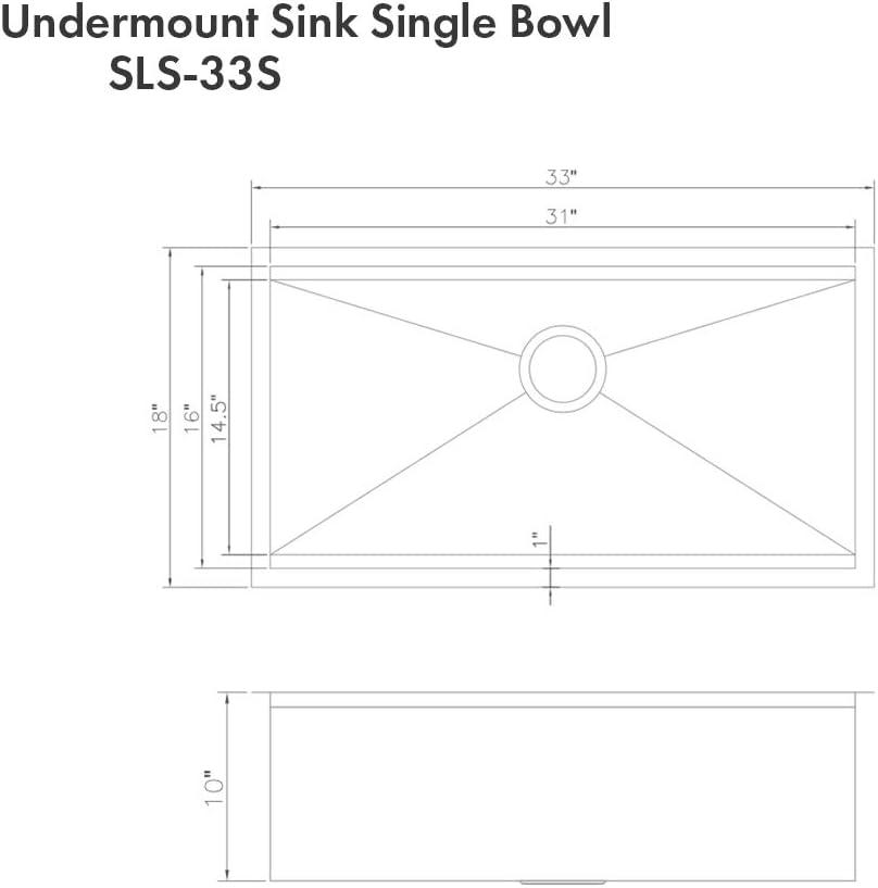 ZLINE 33" Garmisch Undermount Single Bowl Fingerprint Resistant Stainless Steel Kitchen Sink with Bottom Grid and Accessories