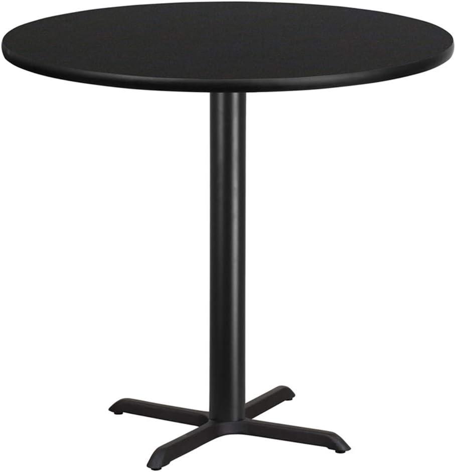 42'' Round Black Laminate Bar Height Table with X-Base