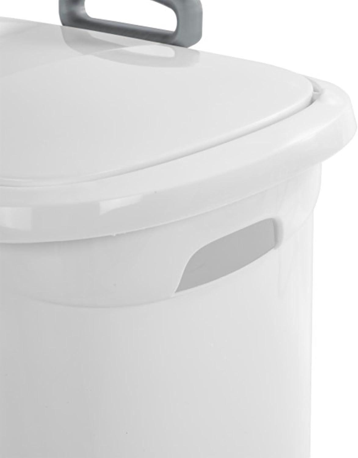 White Plastic Wheeled Laundry Hamper with Lid