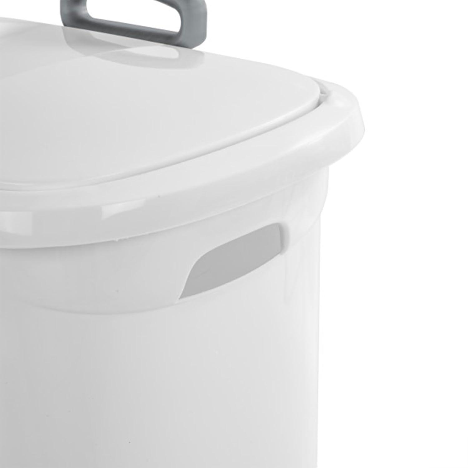 White Plastic Wheeled Laundry Hamper with Lid