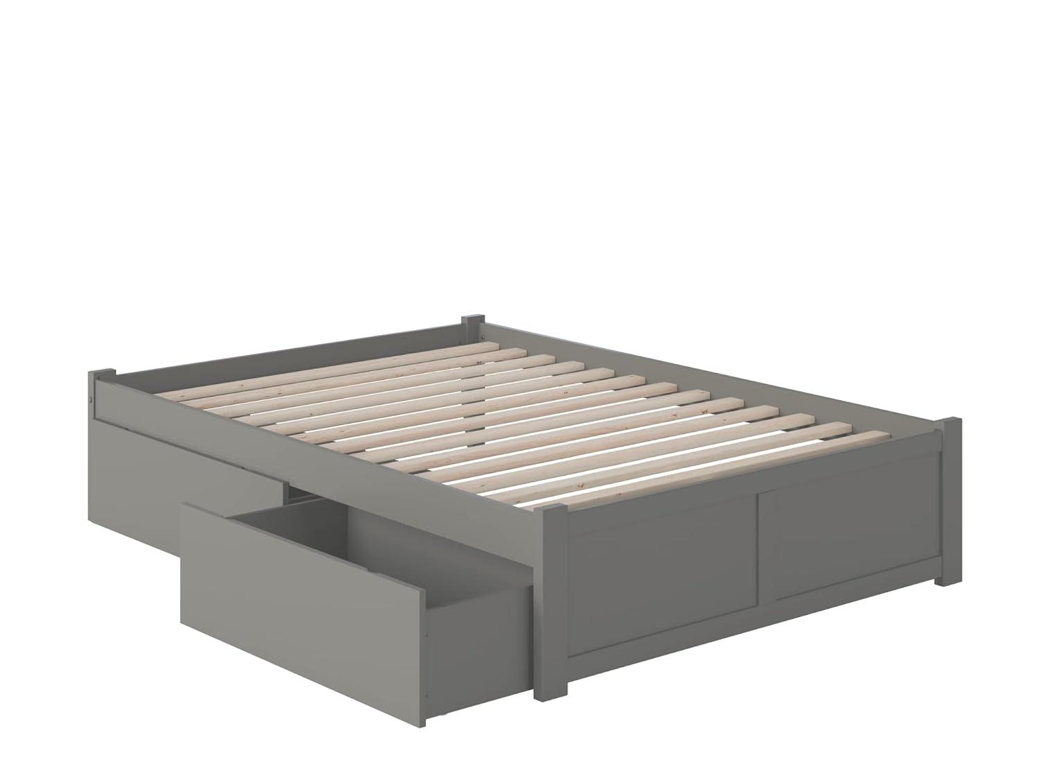 Concord Platform Bed with Flat Panel Foot Board and 2 Urban Bed Drawers, Multiple Colors, Multiple Sizes