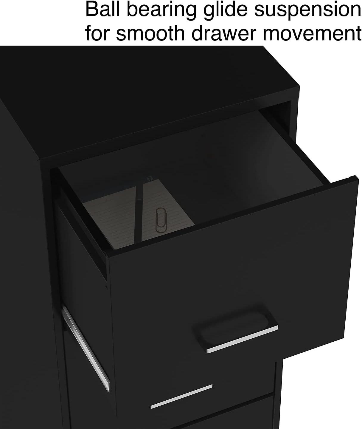 Staples 4-Drawer Vertical File Cabinet Locking Letter Black 18"D (52152) 16883/52152