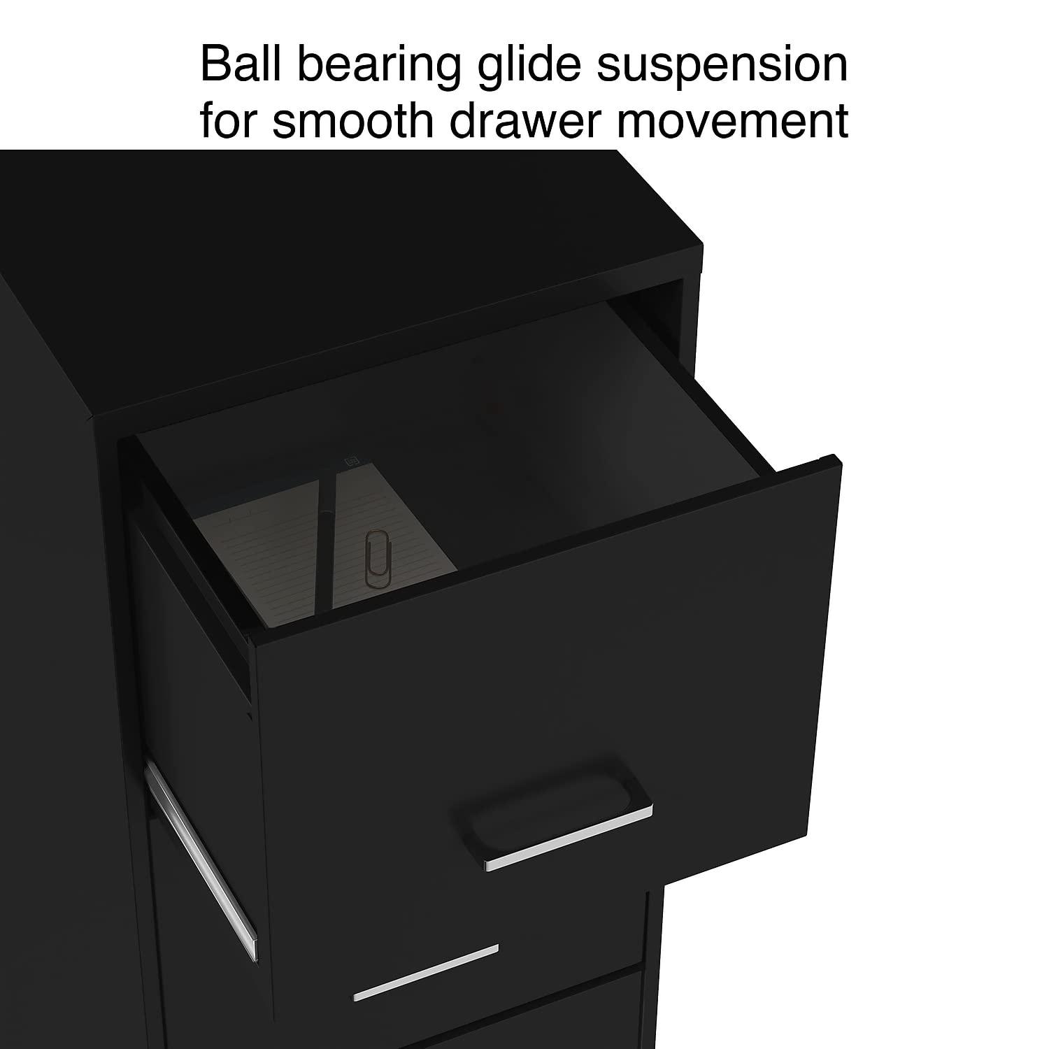 Staples 4-Drawer Vertical File Cabinet Locking Letter Black 18"D (52152) 16883/52152
