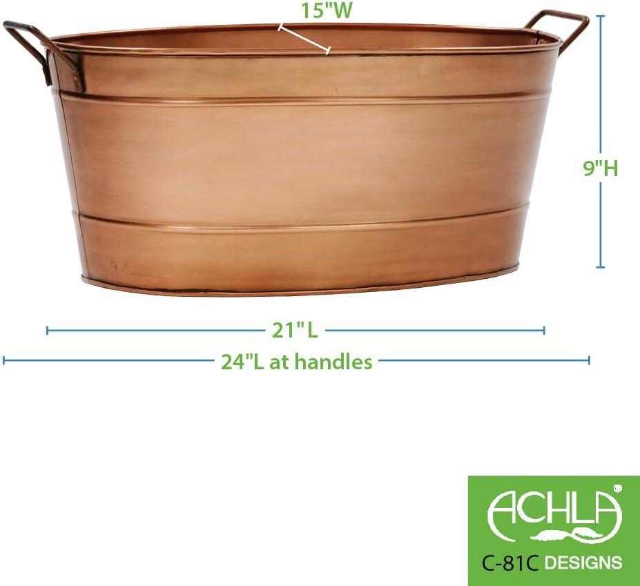 24" Copper Plated Oval Galvanized Tub with Handles