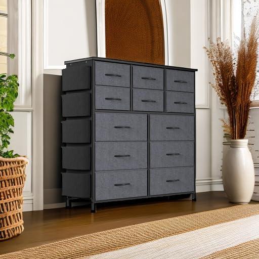 12 Drawers Versatile Drawer Dresser Organizer with Side Pockets - Clutter-Free Living Solution for Any Room