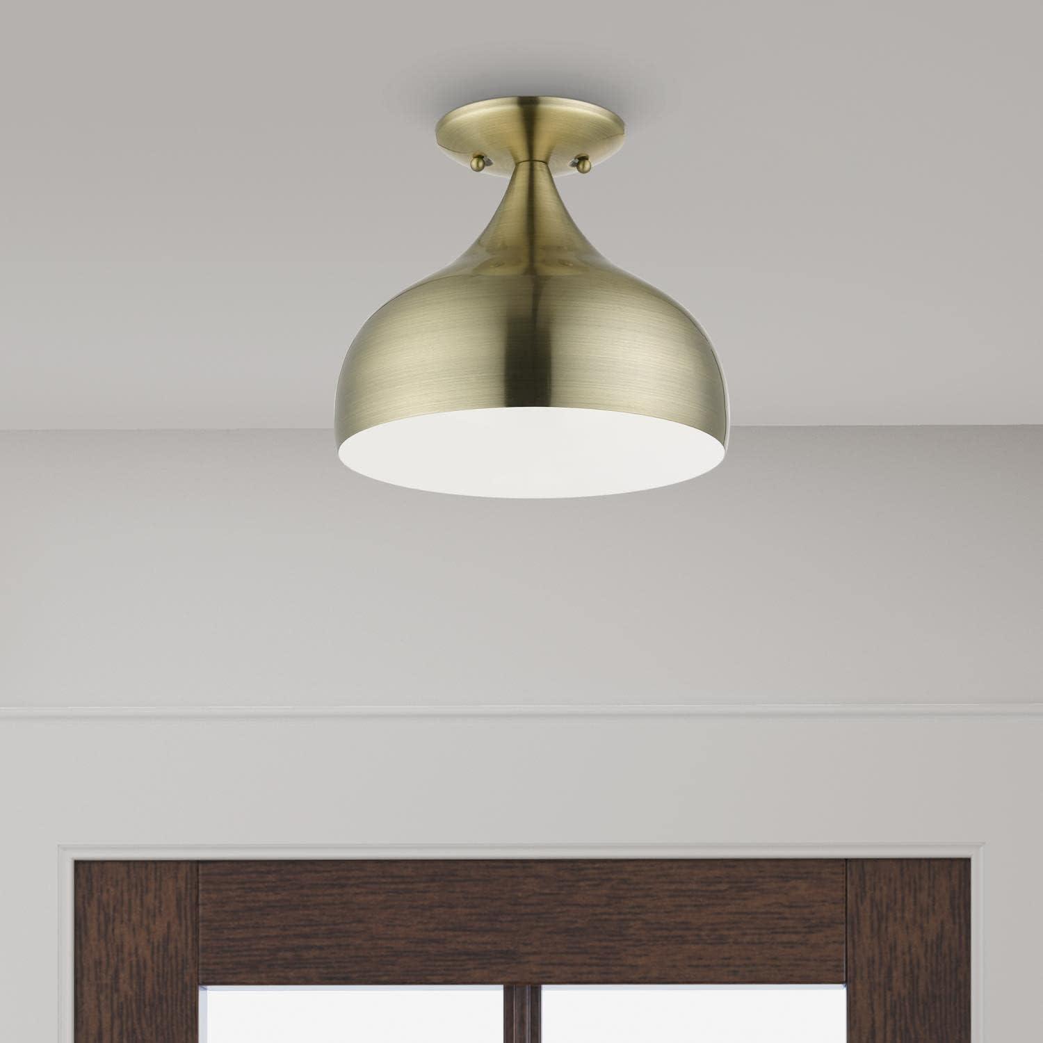 Livex Lighting Amador 1 - Light Semi-Flush Mount in  Antique Brass