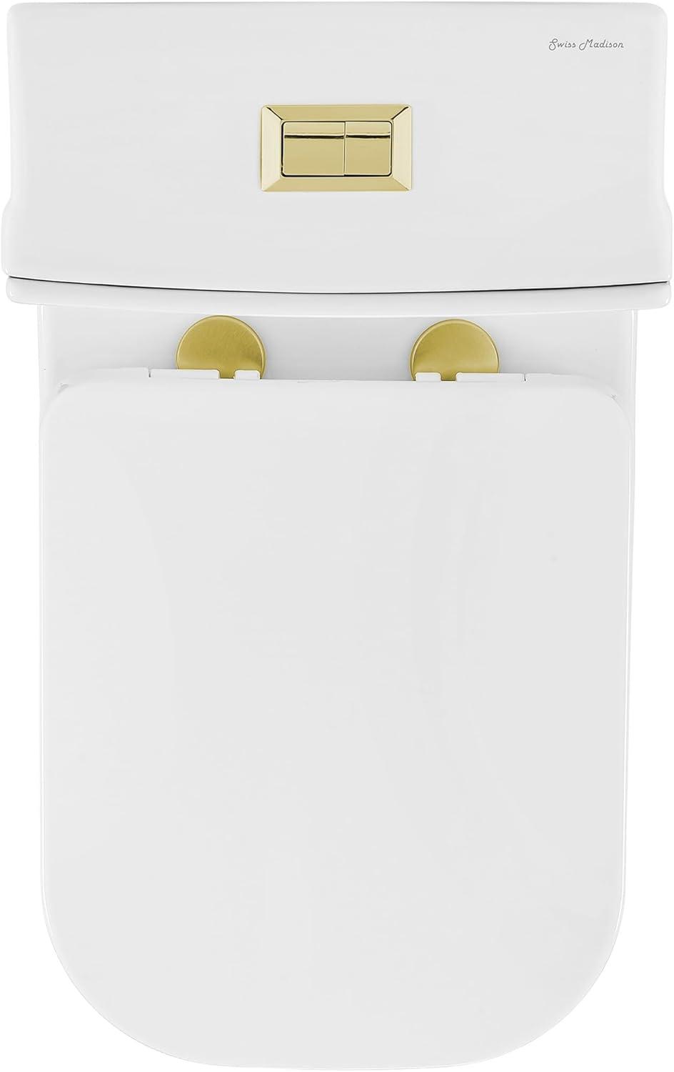 Concorde One Piece Square Toilet Dual Flush, Brushed Gold Hardware 1.1/1.6 gpf