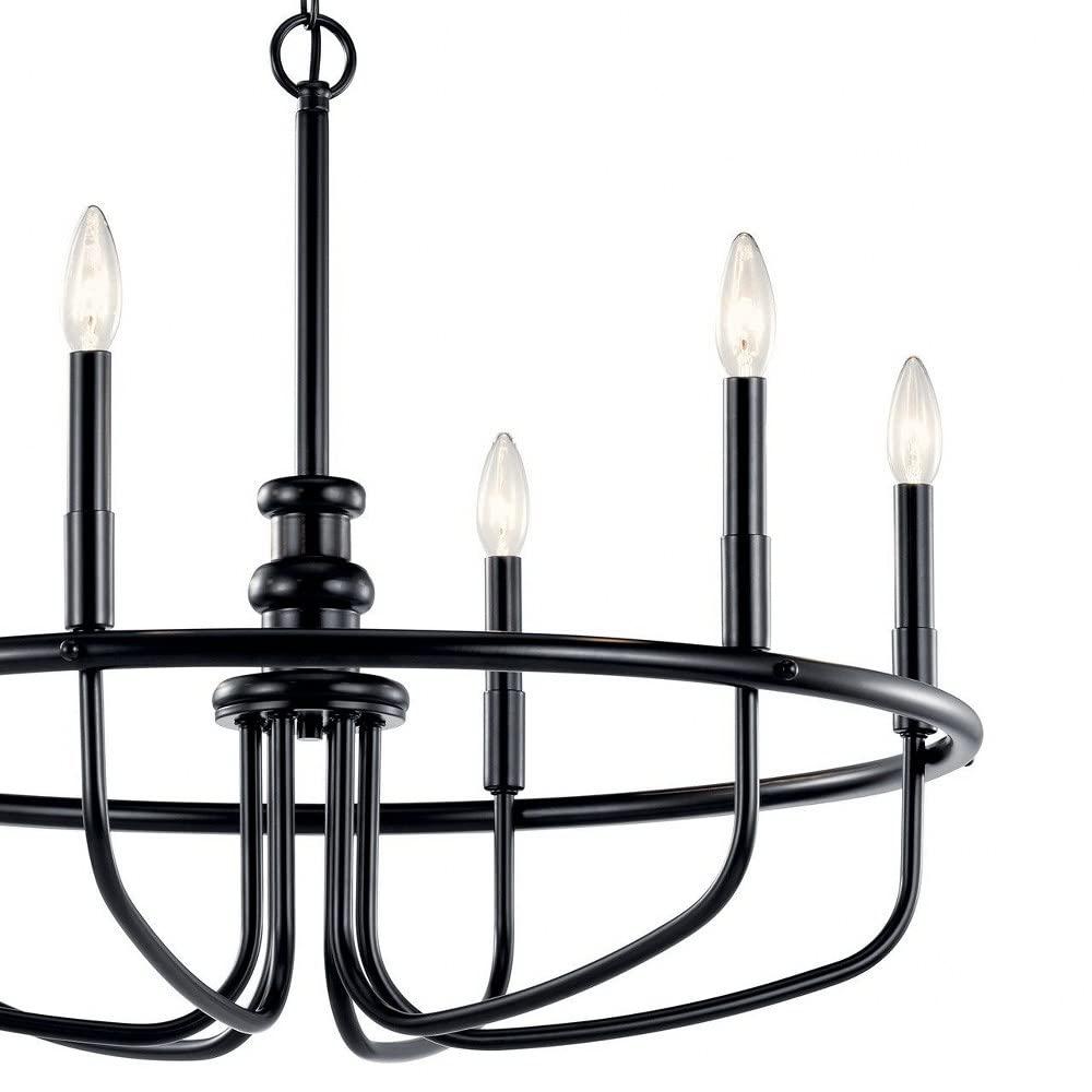 Capitol Hill Modern Black 6-Light Chandelier with Candle Sleeves