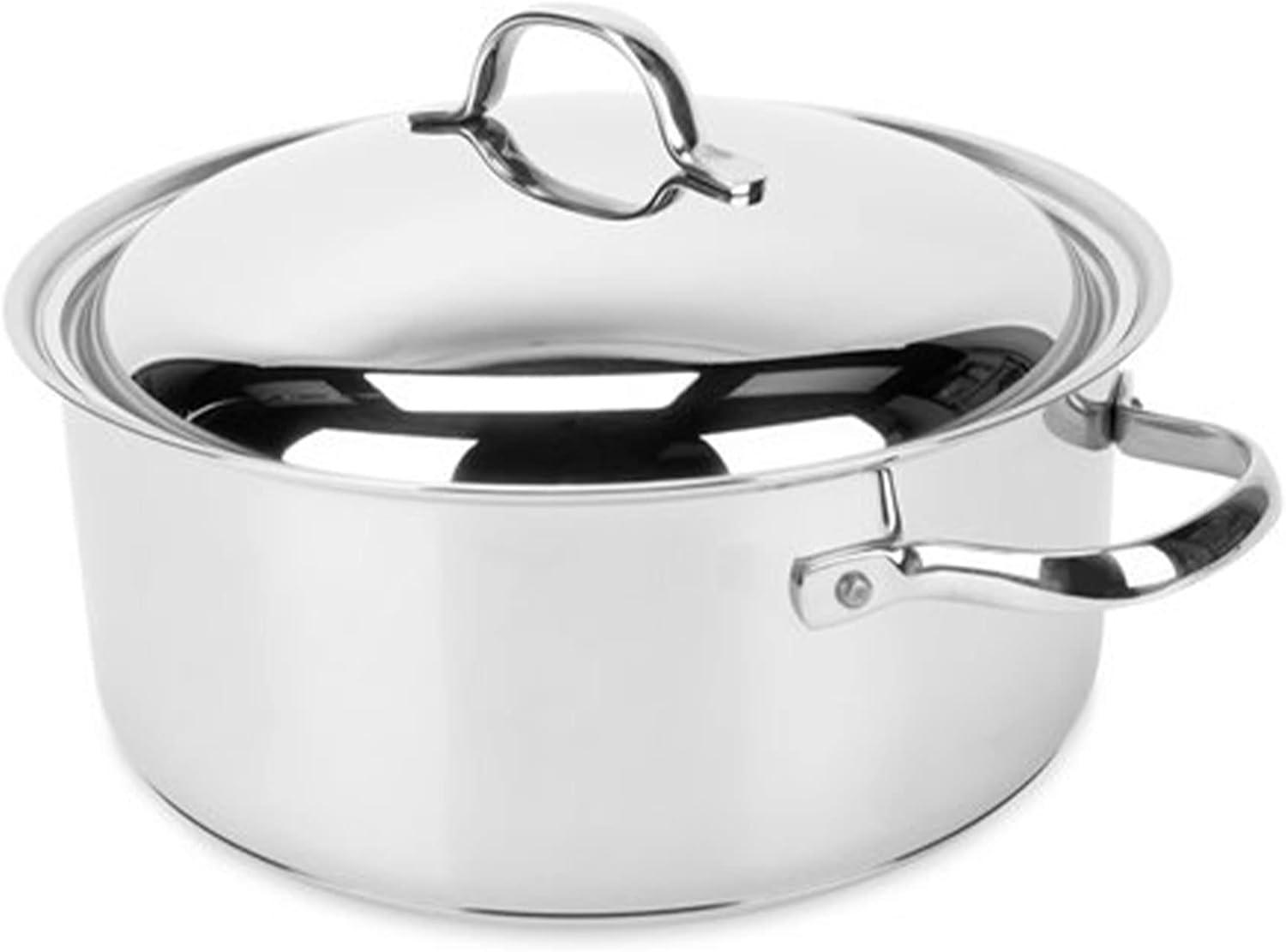 Camco Stainless Steel Nesting Cookware Set- Non Stick Pans and Pots with Removable Handles, Space Efficient Excellent for RVs and Compact Kitchen, 10-Piece Set (43921)