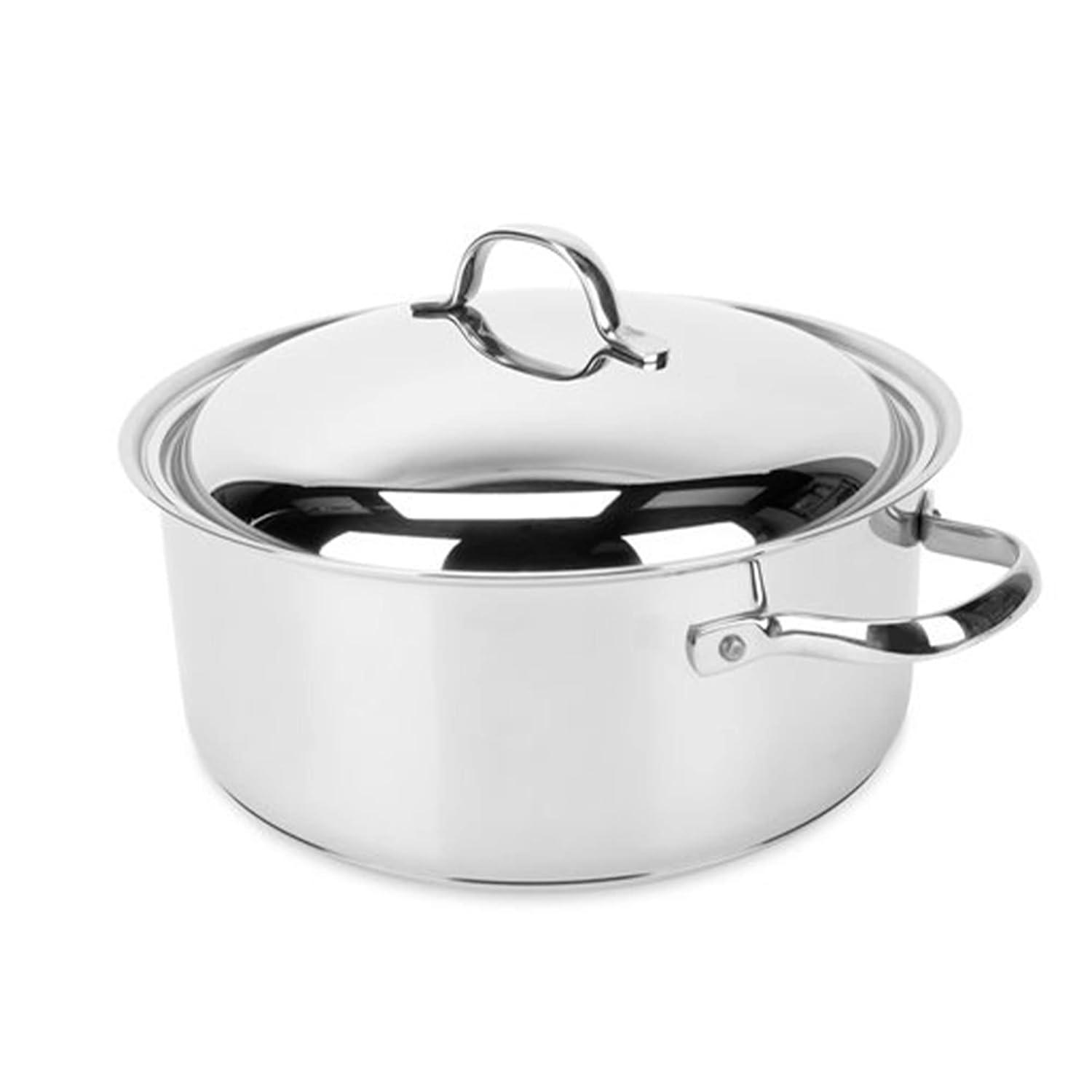 Camco Stainless Steel Nesting Cookware Set- Non Stick Pans and Pots with Removable Handles, Space Efficient Excellent for RVs and Compact Kitchen, 10-Piece Set (43921)