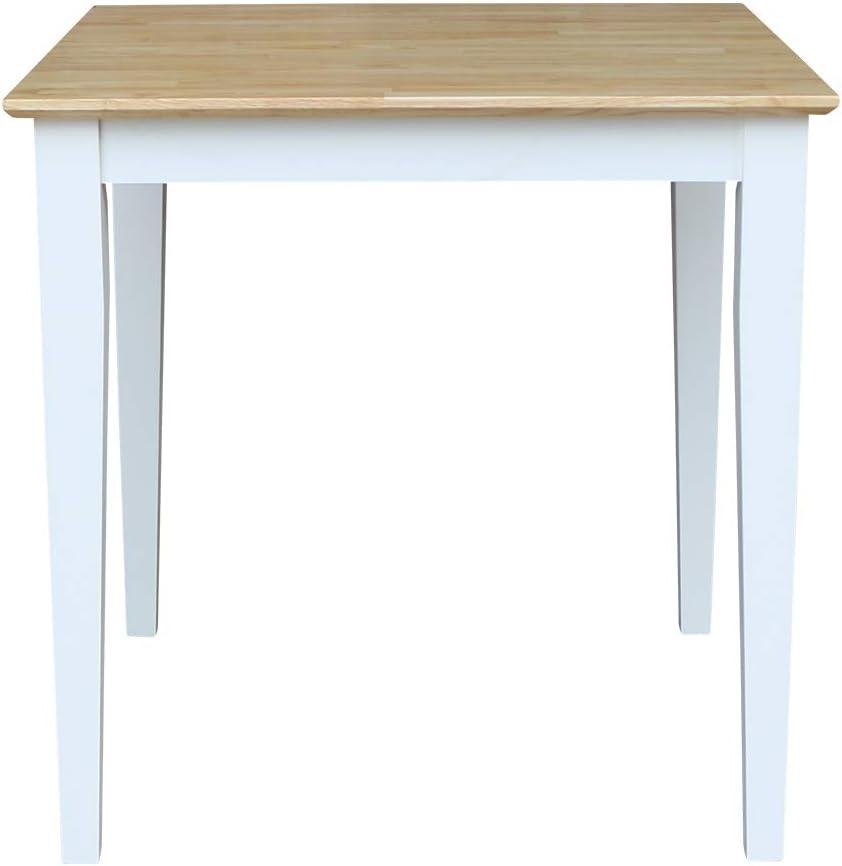 International Concepts Solid Wood Top Table with Shaker Legs, White/Natural