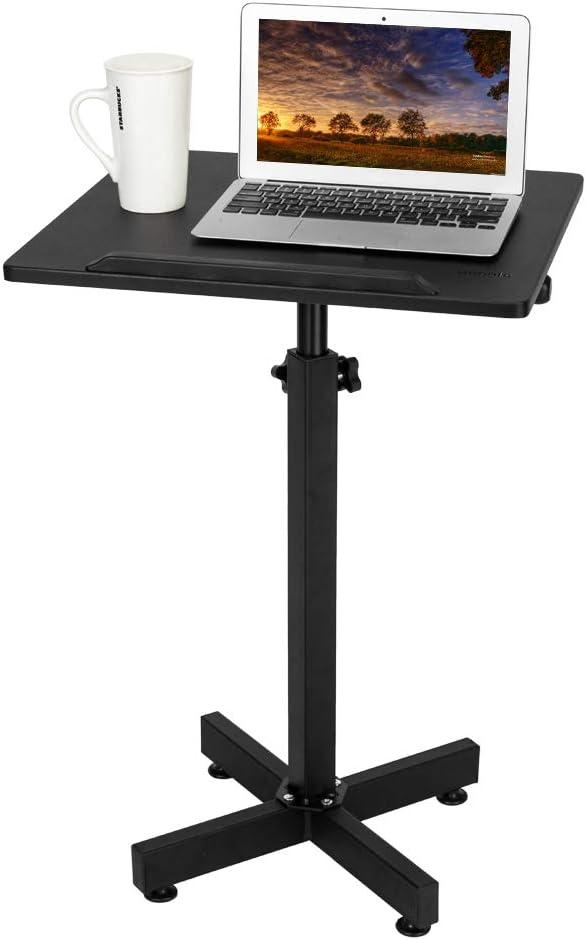 Bonnlo Classic Lectern Podium Stand, Height Adjustable Mobile Podium, Multi-Purpose Tabletop for Speech, Lecture, Church, Reading or Laptop Desk with Edge Stopper, Black