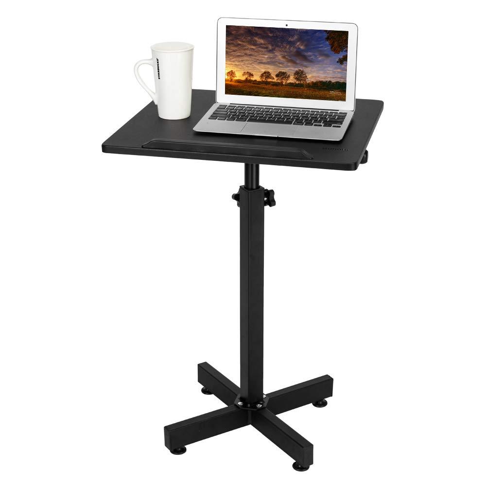 Bonnlo Classic Lectern Podium Stand, Height Adjustable Mobile Podium, Multi-Purpose Tabletop for Speech, Lecture, Church, Reading or Laptop Desk with Edge Stopper, Black