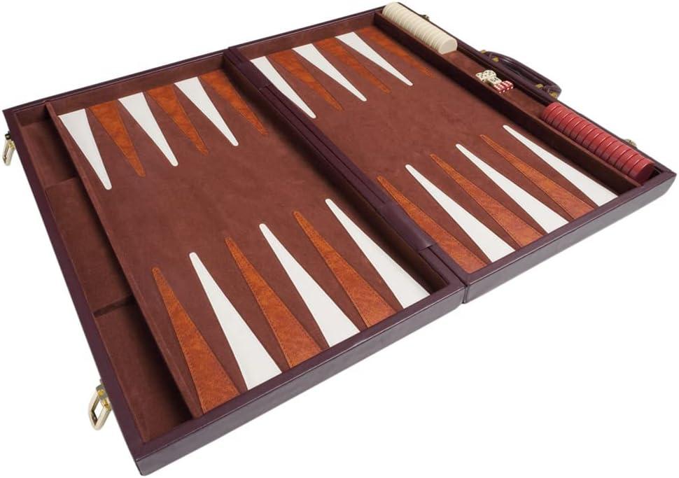 GammonVillage Classic 21-inch Backgammon Set, Brown, Board Game