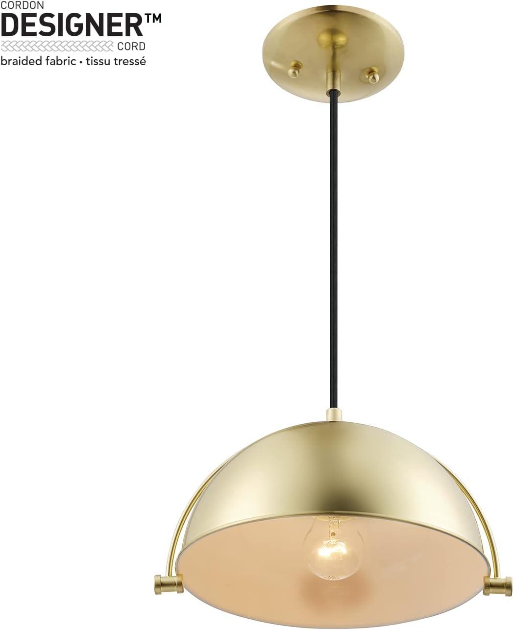 Dolores Matte Brass Glass Bowl Pendant Light with LED Bulb