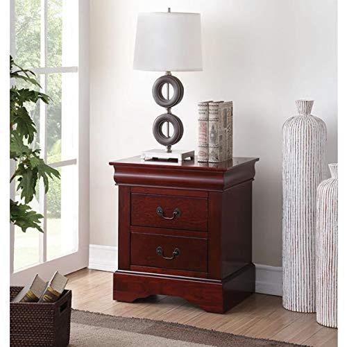 Benzara Traditional 2 Drawers wood Nightstand By Louis Philippe III, Brown