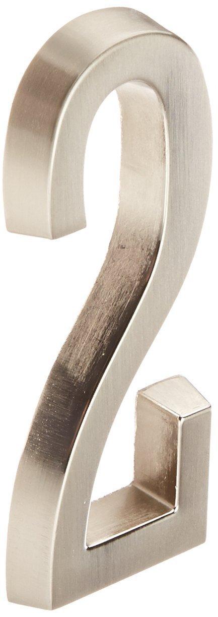 The Hillman Group 843282 4 in. Nickel Distinctions Zinc Die-Cast Adhesive Plaque Number - 2 - 3 Piece