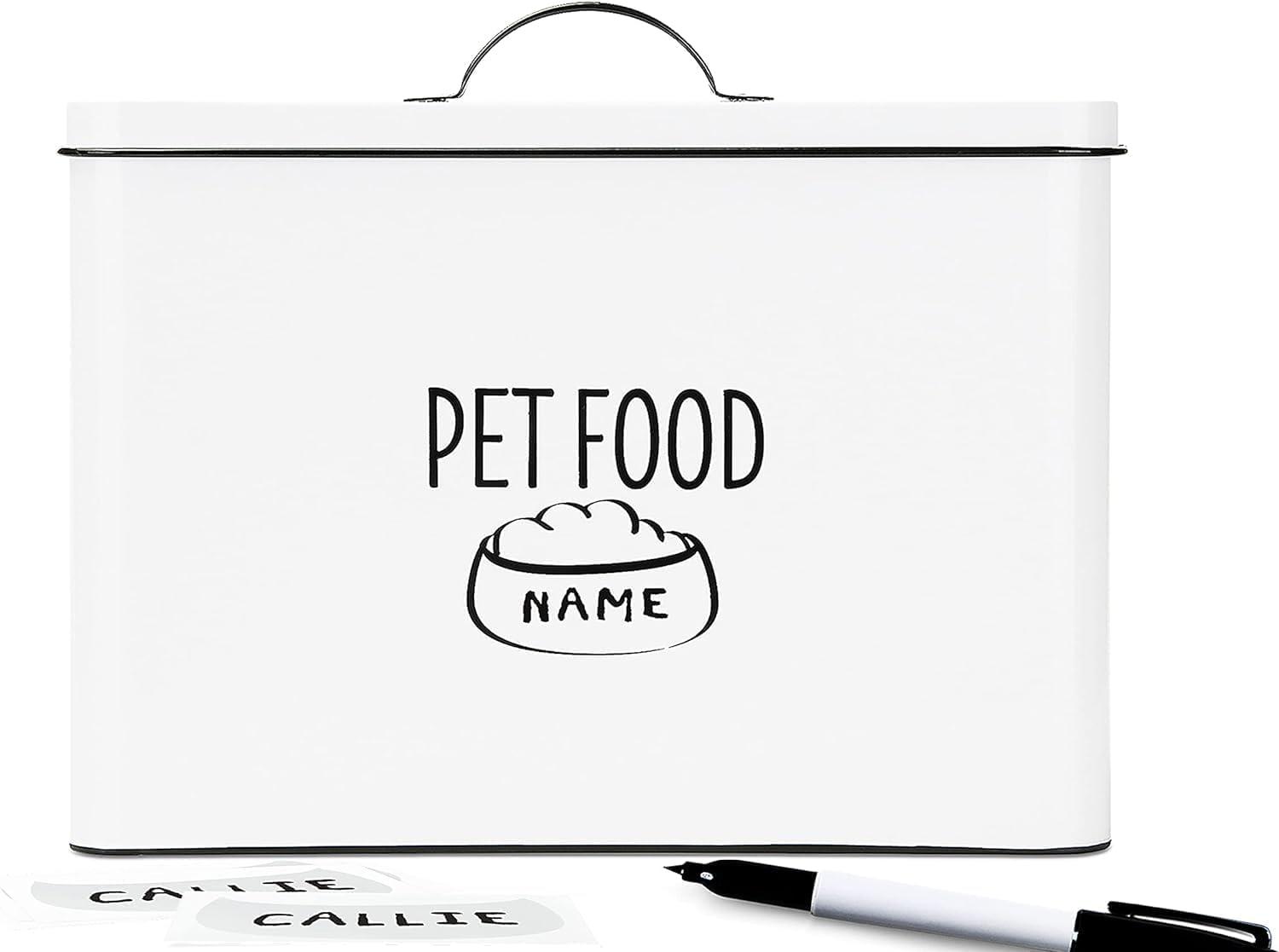 Outshine Co Outshine White Farmhouse Dog Food Bin Storage Container Cute Pet Food And Treat Canister With Lid & Reviews | Wayfair