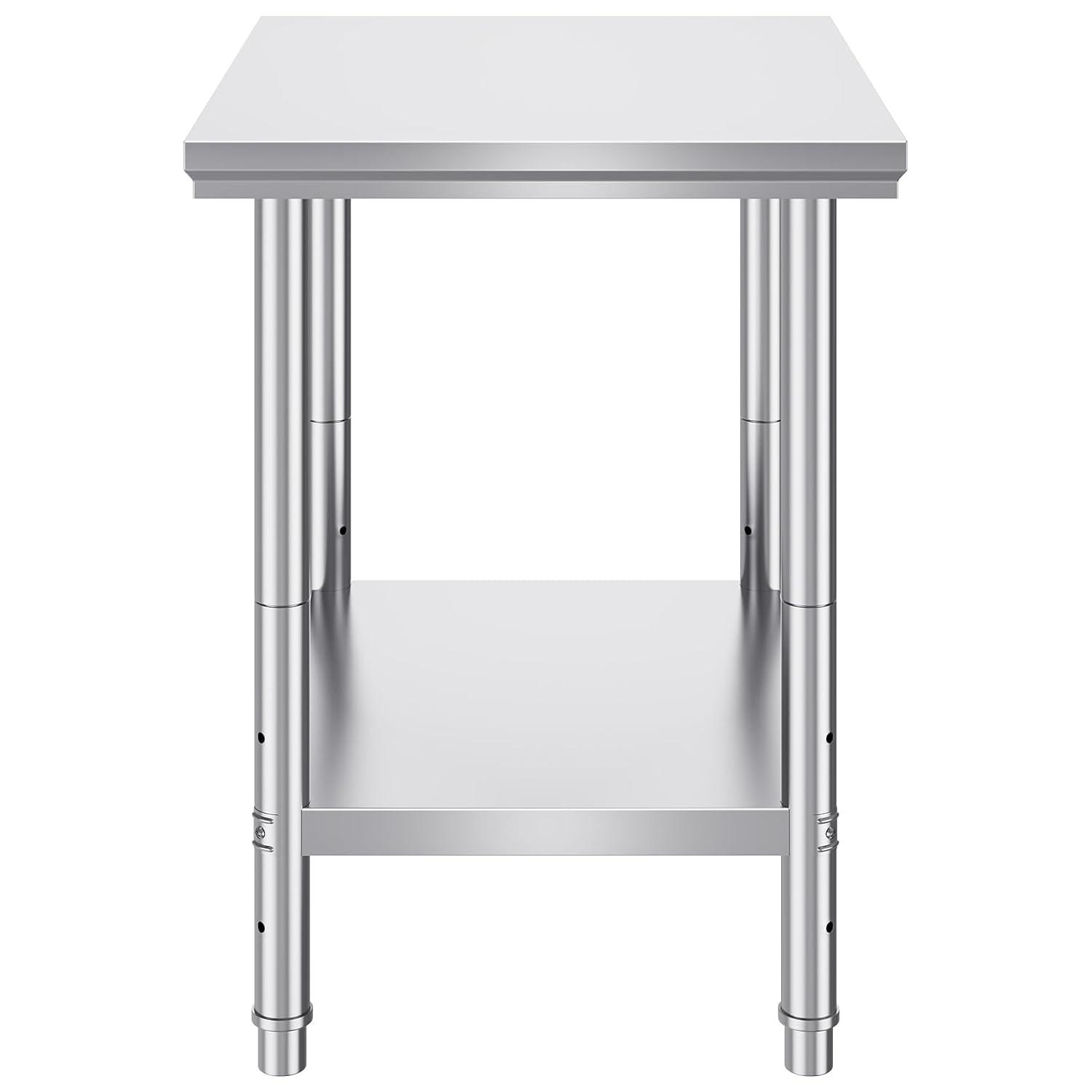 Heavy Duty Stainless Steel Kitchen Prep Table with Adjustable Shelf