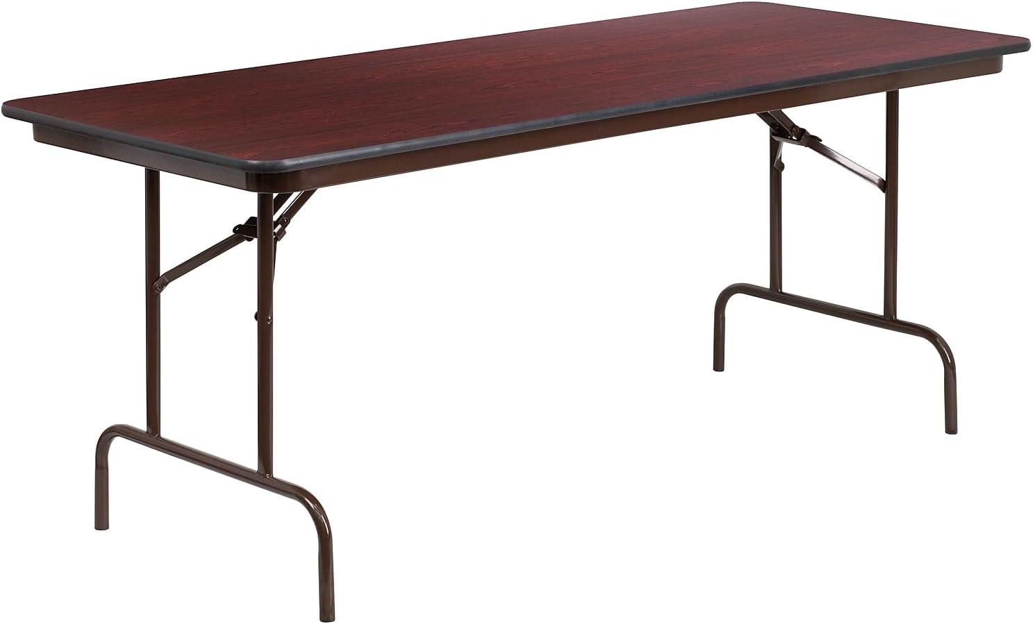 Flash Furniture Wofford 24" x 48" Rectangular Mahogany Melamine Laminate Folding Banquet Table