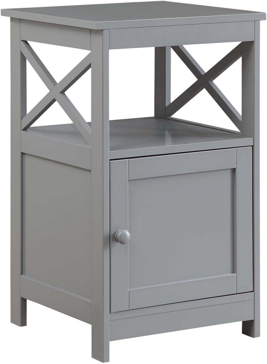 Oxford End Table with Storage Cabinet and Shelf Gray