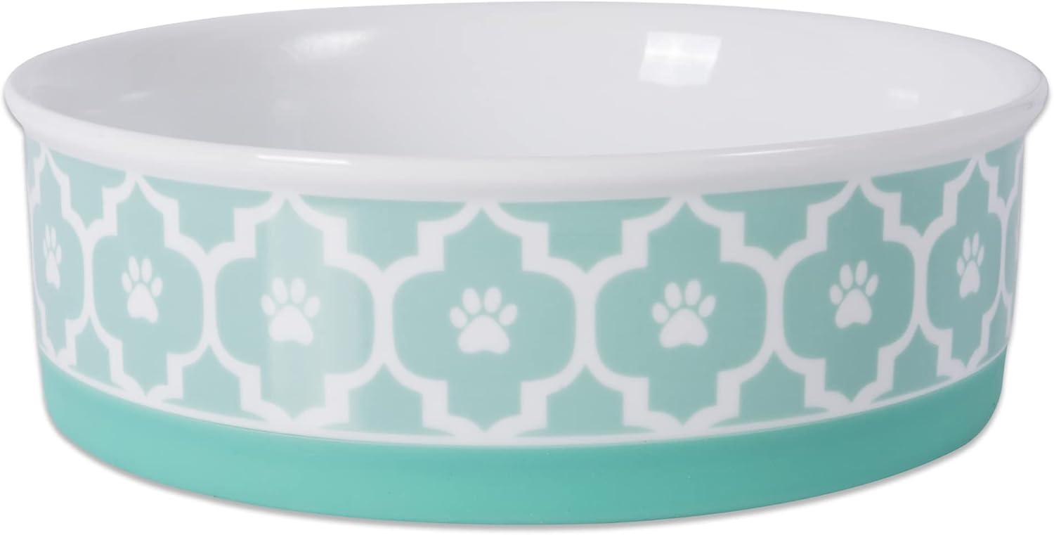 Bone Dry Lattice Pet Bowl, Dishwasher Safe, Large, 7.5x2.4", Aqua, 2 Count