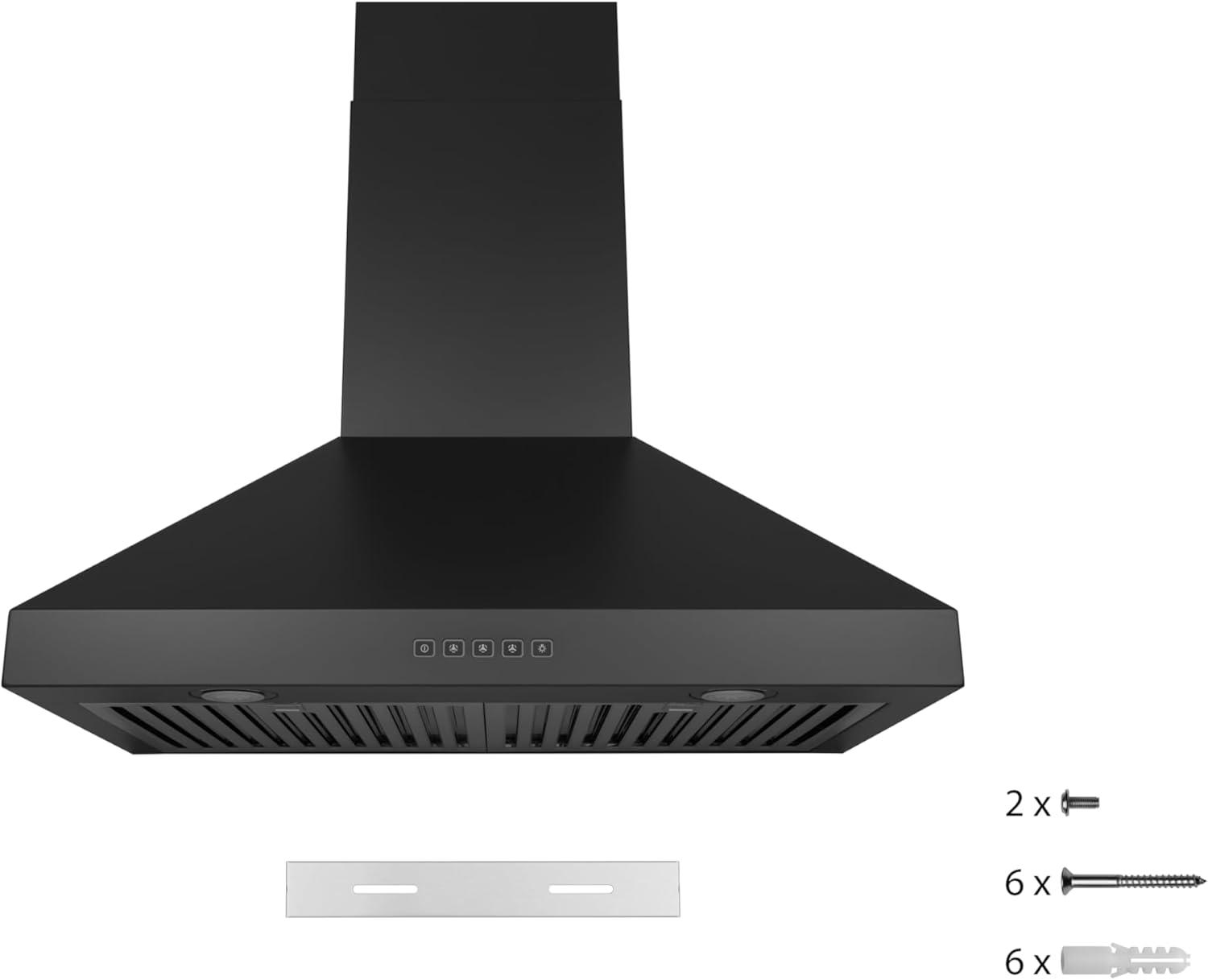 Hauslane 30" Stainless Steel Convertible Wall Range Hood with Baffle Filter