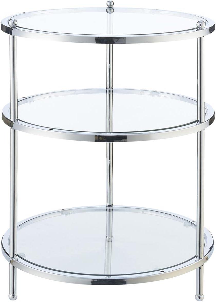 Chrome and Glass 3-Tier Round End Table