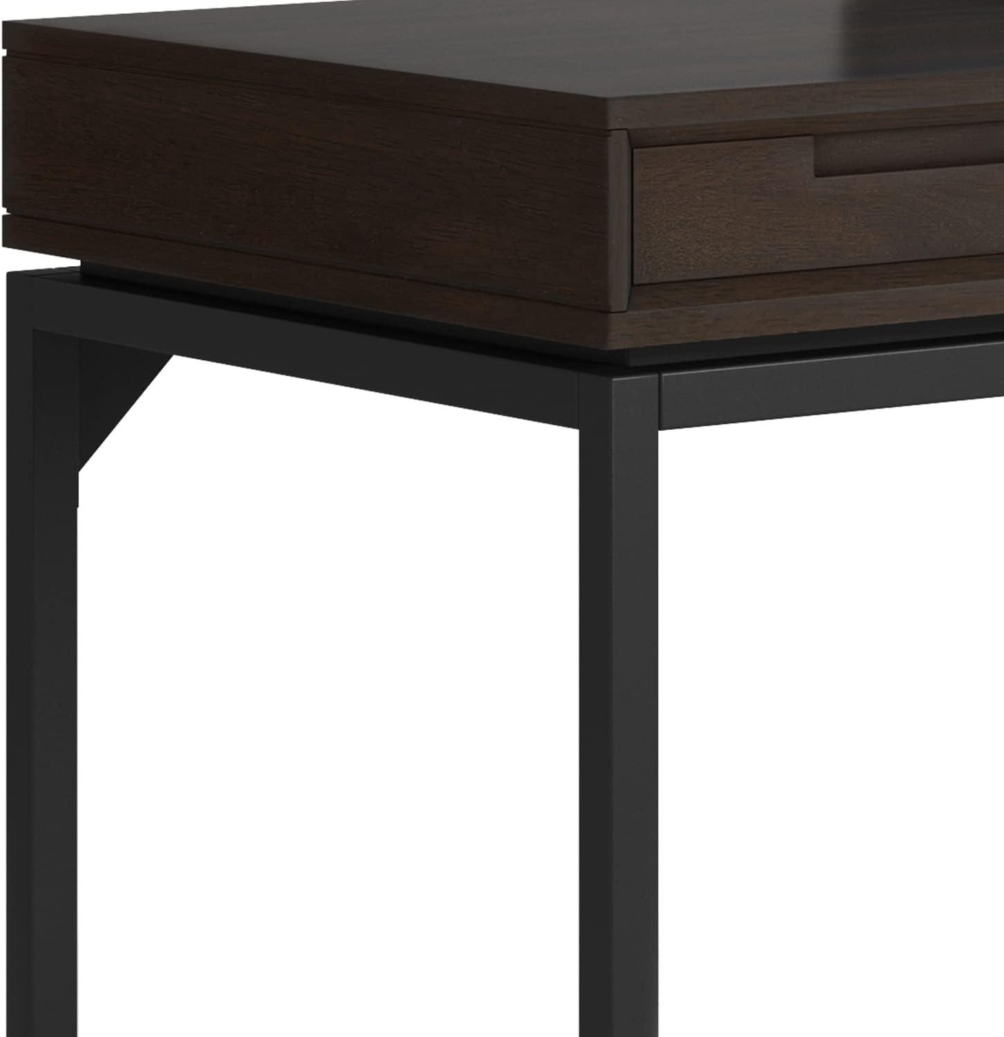 Simpli Home Banting Solid Hardwood Modern Industrial 60 inch Wide Desk in Hickory Brown