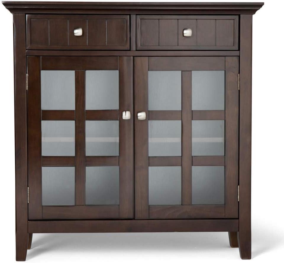 Simpli Home Acadian Solid Wood Entryway Storage Cabinet In Brunette Brown