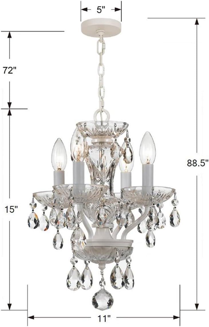 Crystorama Traditional Italian Crystal 4 Light White Mini Chandelier - 11'' W x 15'' H