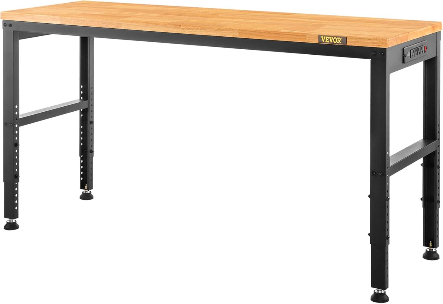 61'' W Wood Top Height-Adjustable Workbench