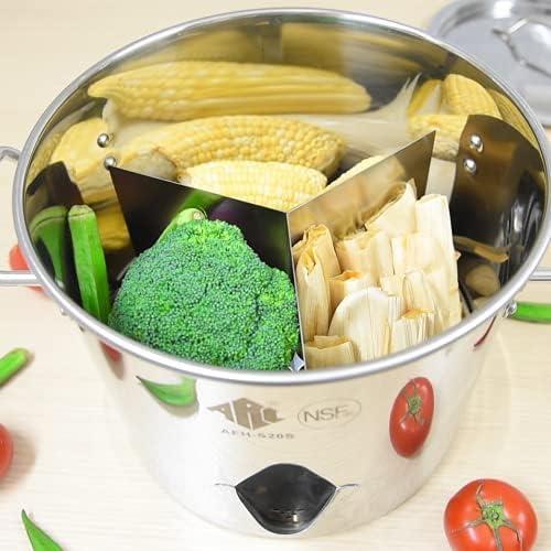 ARC Three in One 5 Gallon 20QT Stainless Steel Tamale Steamer Pot  Stock Pot with Lid & Steamer Rach