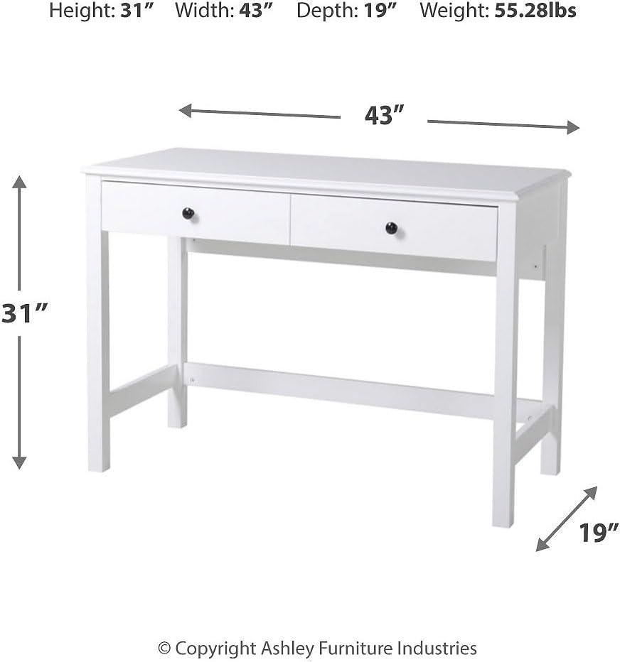 Othello Home Office Small Desk White - Signature Design by Ashley: Parsons-Style, Single Drawer Storage
