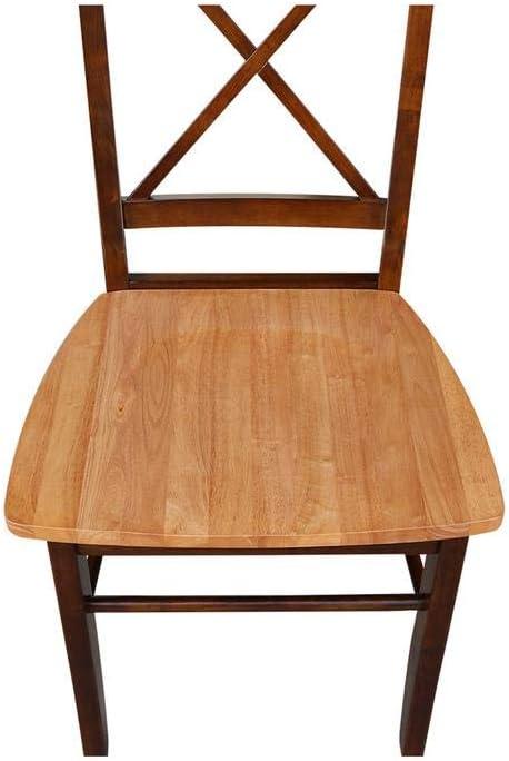 Elegant Pecan Brown Solid Wood Cross-Back Side Chair