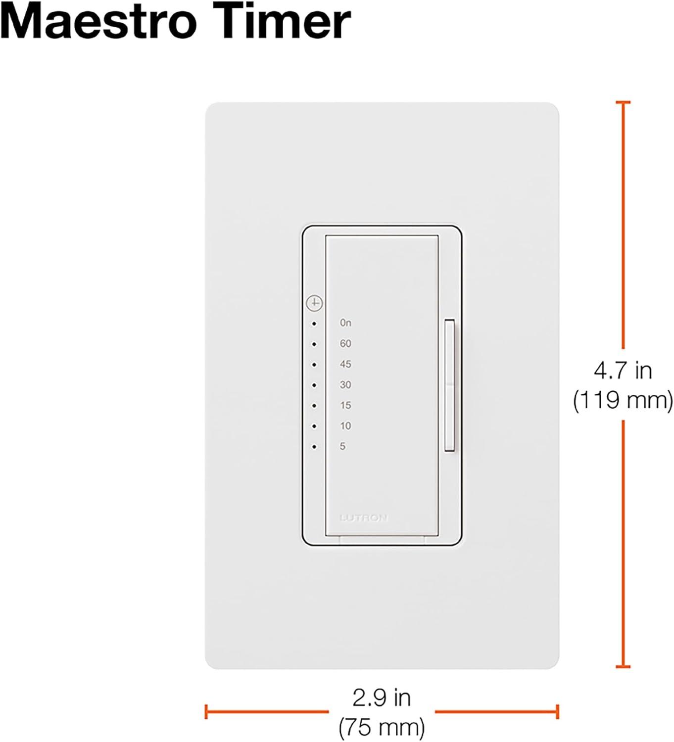 Lutron MA-T51MN-WH Timer Switch for Halogen and Incandescent Bulbs. Multi-Location, White