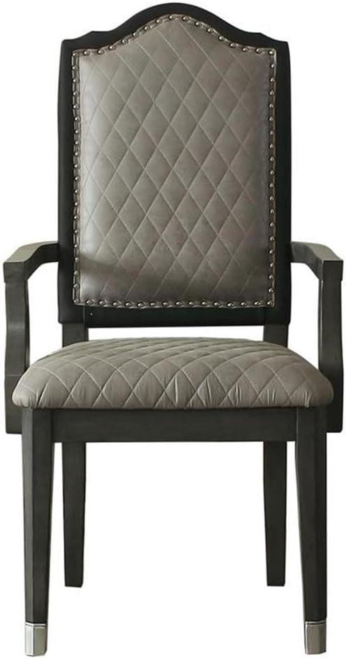 21.7" House Beatrice Two-Tone Accent Chair Gray Fabric/Charcoal Finish - Acme Furniture