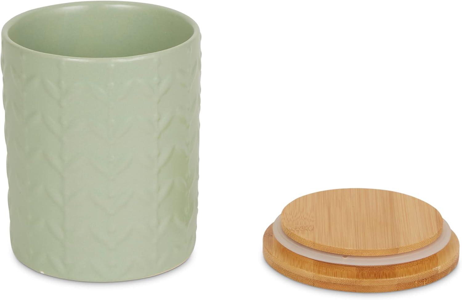 Design Imports Jadeite Matte Retro Vine Texture Ceramic Canister Set/3