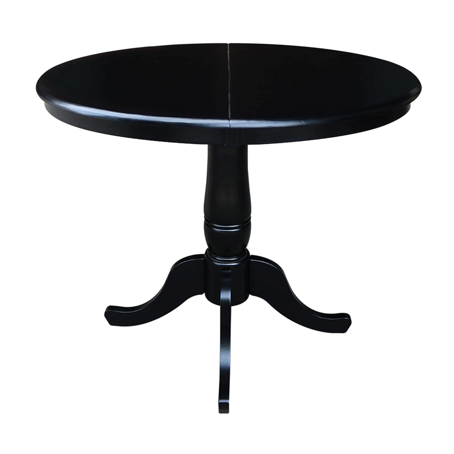 36 in. Round Top Pedestal Counter Height Table with 12 in. Leaf, Hickory & Stone