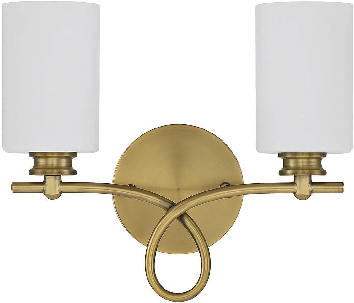 Woodbury Warm Brass 2-Light Bathroom Vanity Fixture